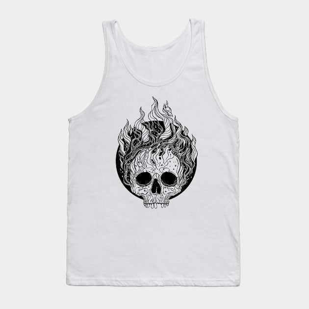 Skull on Fire Tank Top by OccultOmaStore